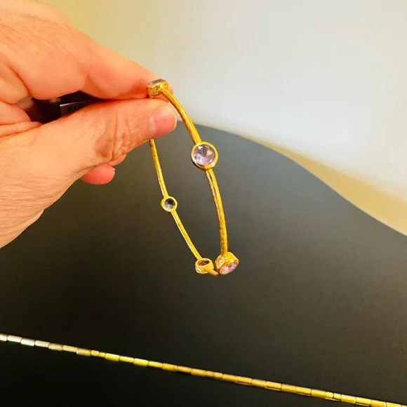 JULIE VOS AUTHENTIC RARE LUXURY MINIMALIST RETRO SUMMER SPRING AMETHYST BANGLE - Picture 12 of 17